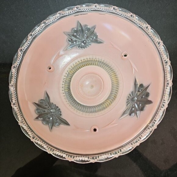 Vintage Pink Starburst Ceiling Shade Frosted Glass Light Fixture Cover 3 Hole - Picture 15 of 16